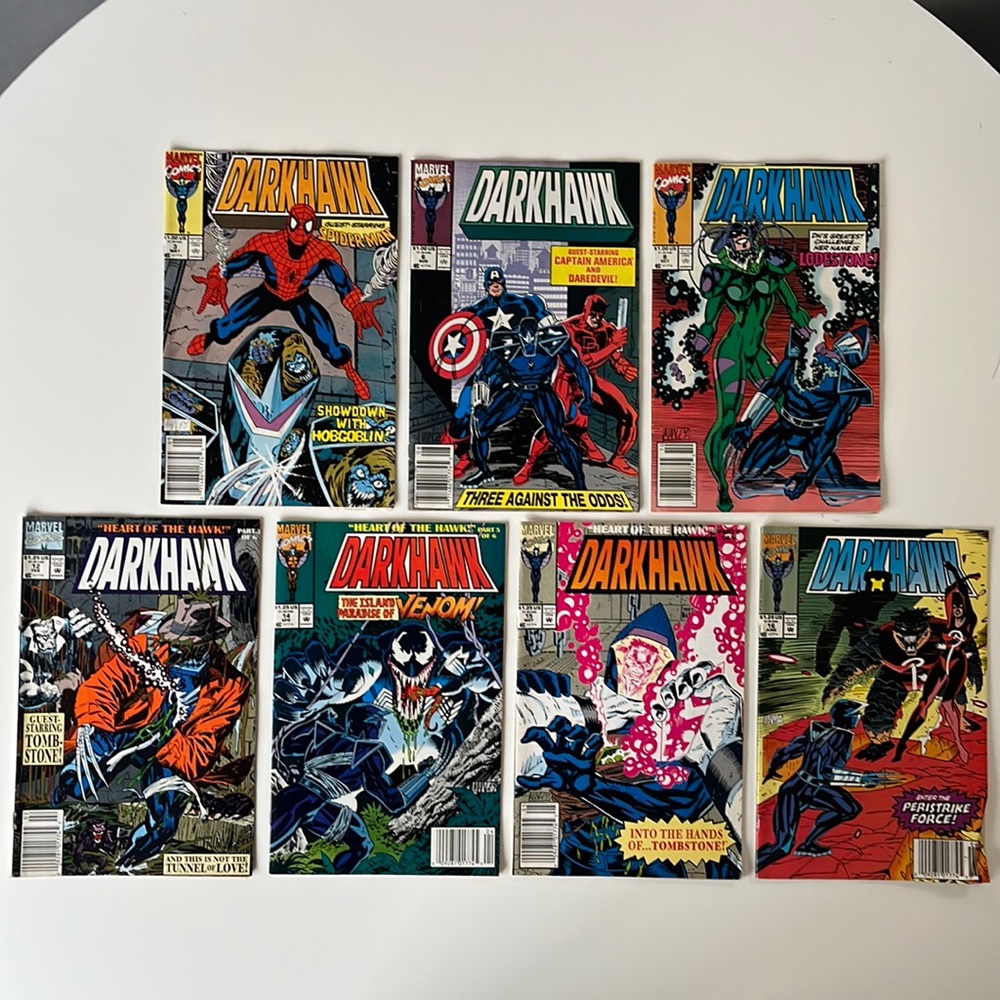 7 COMIC LOT DarkHawk #3 6 8 12 14 15 16 Spider-Man Venom Captain America Vintage